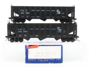 LOT of 2 HO Scale Roundhouse 1499 C&O Progress 3-Bay Open Hopper - Upgraded