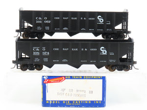 LOT of 2 HO Scale Roundhouse 1499 C&O Progress 3-Bay Open Hopper - Upgraded