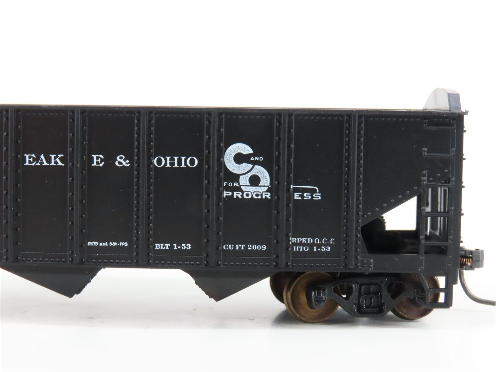 LOT of 2 HO Scale Roundhouse 1499 C&O Progress 3-Bay Open Hopper - Upgraded