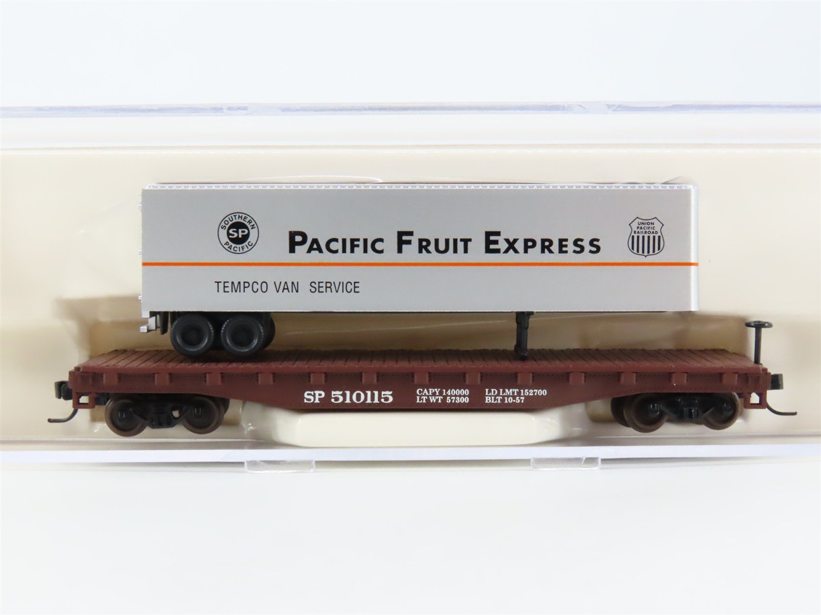 N Scale Atlas 37763 SP Southern Pacific Piggyback Flat Car #510115 w/ Trailer