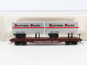 N Scale Atlas 37443 SP Southern Pacific Piggyback Flat Car #598303 w/ 2 Trailers