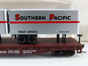 N Scale Atlas 37443 SP Southern Pacific Piggyback Flat Car #598303 w/ 2 Trailers