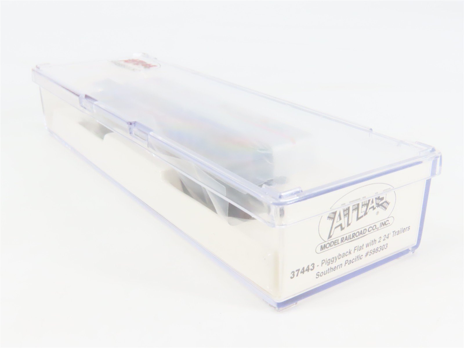 N Scale Atlas 37443 SP Southern Pacific Piggyback Flat Car #598303 w/ 2 Trailers