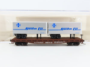N Scale Atlas 37453 ATSF Santa Fe Piggyback Flat Car #92312 w/ 2 Trailers