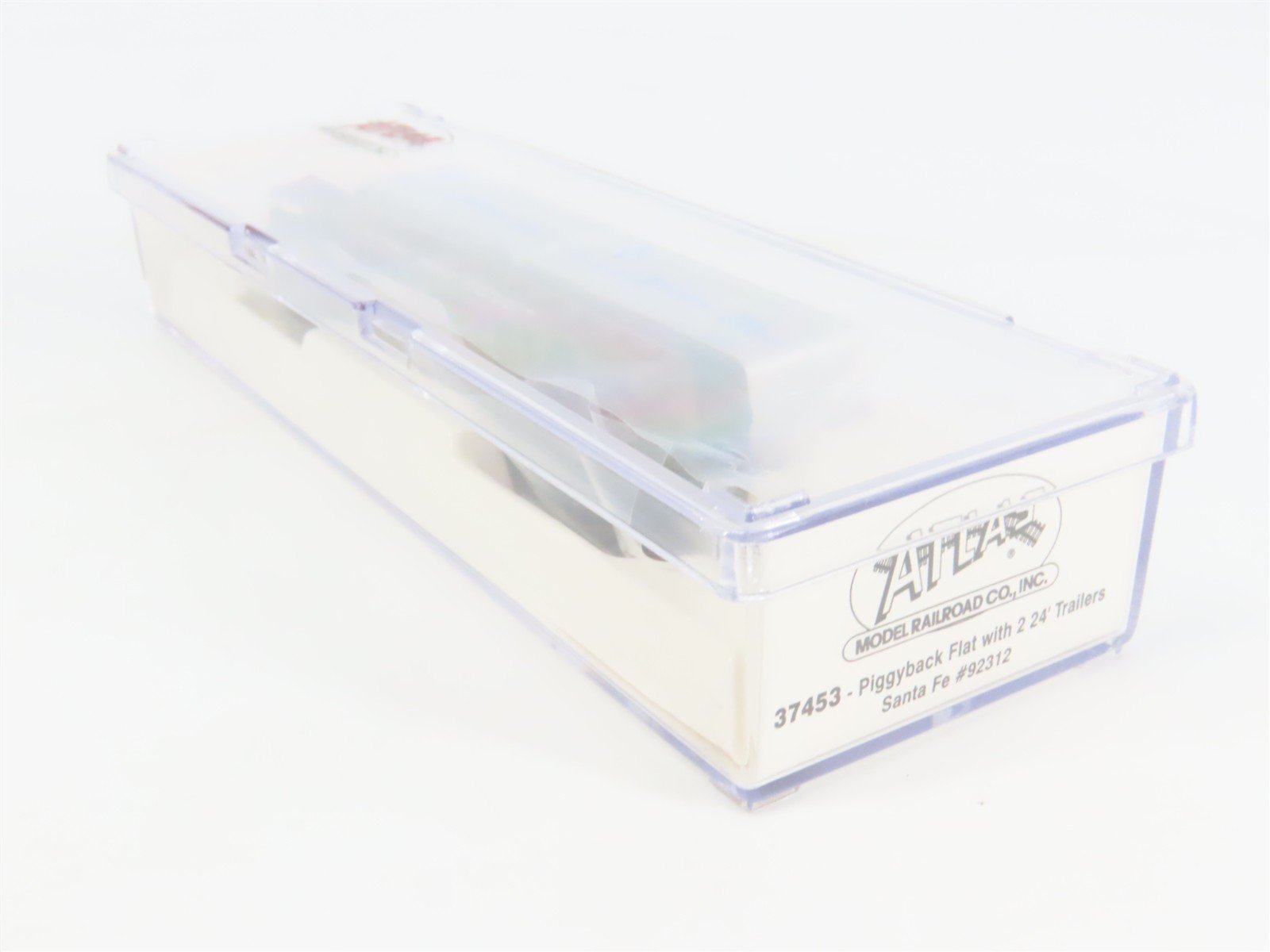 N Scale Atlas 37453 ATSF Santa Fe Piggyback Flat Car #92312 w/ 2 Trailers