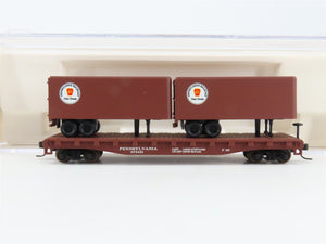 N Scale Atlas 37512 PRR Pennsylvania Piggyback Flat Car #475451 w/ 2 Trailers
