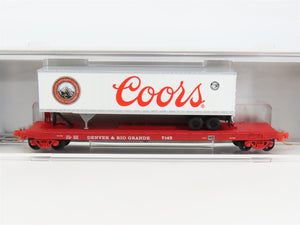 N Atlas NSC MTL 07-109 D&RGW Rio Grande TOFC Flat Car #7145 w/ Coors Trailer