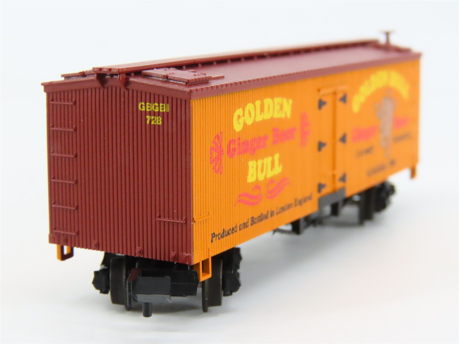 N Scale Roundhouse 8942 GBGBI Golden Bull Ginger Beer 36' Old Time Reefer #728