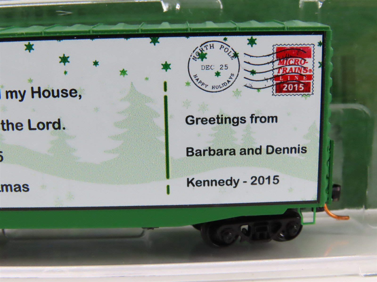 N Scale Micro-Trains MTL 10100802 Custom 2015 Christmas 40' Hi Cube Box Car 43.1
