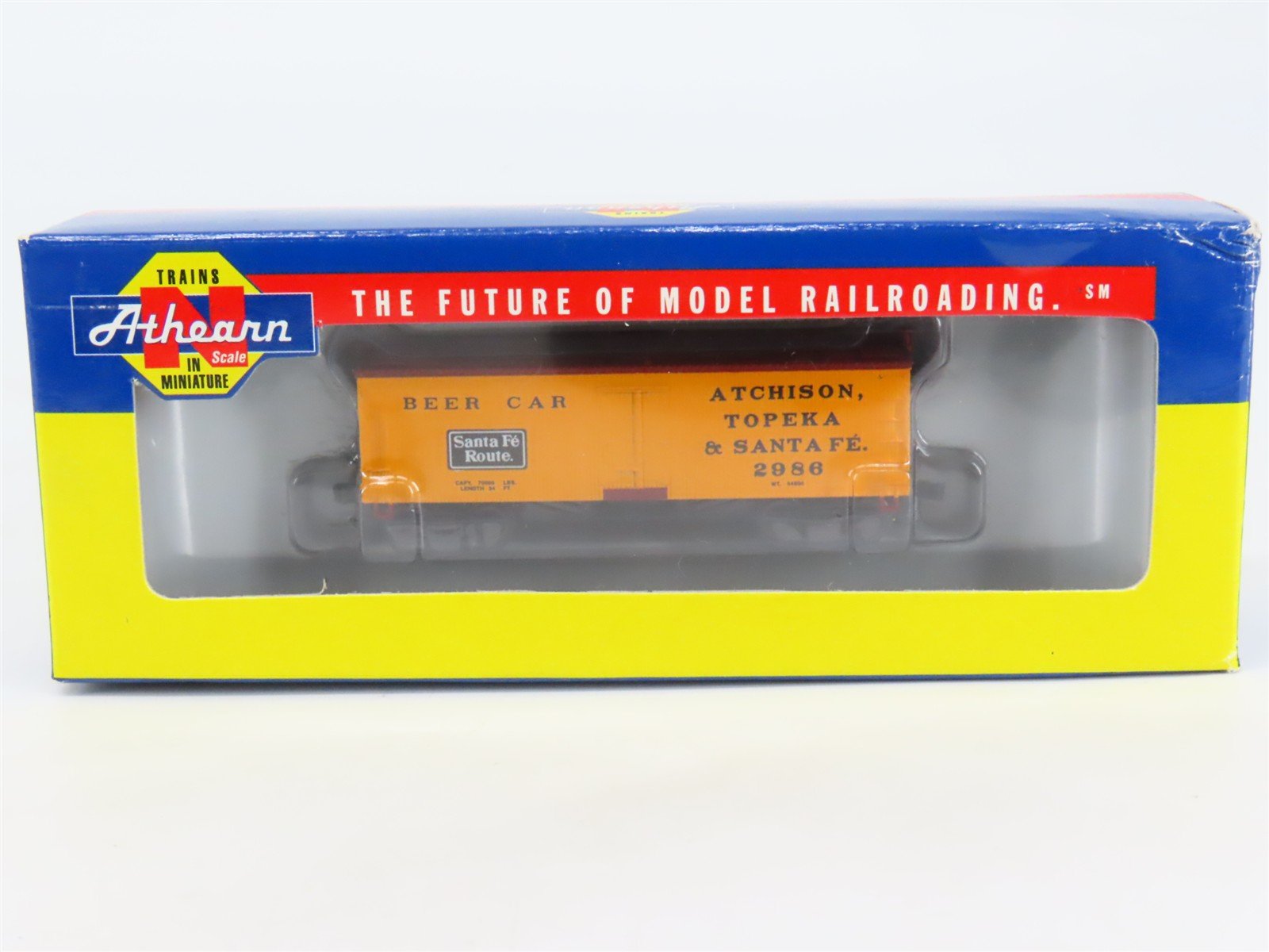 N Scale Athearn 10498 ATSF Santa Fe Route 36' Wood Reefer #2986