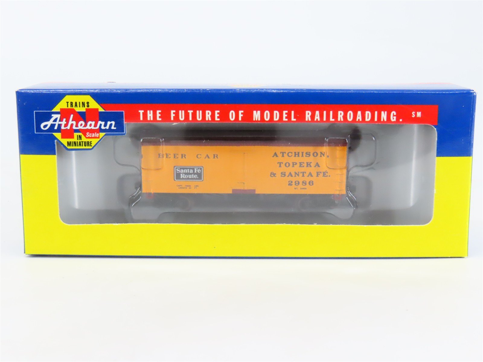 N Scale Athearn 10498 ATSF Santa Fe Route 36' Wood Reefer #2986
