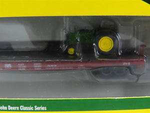 N Scale Athearn 10431 ATSF Santa Fe 53' Flat Car #90255 w/ John Deere Tractors