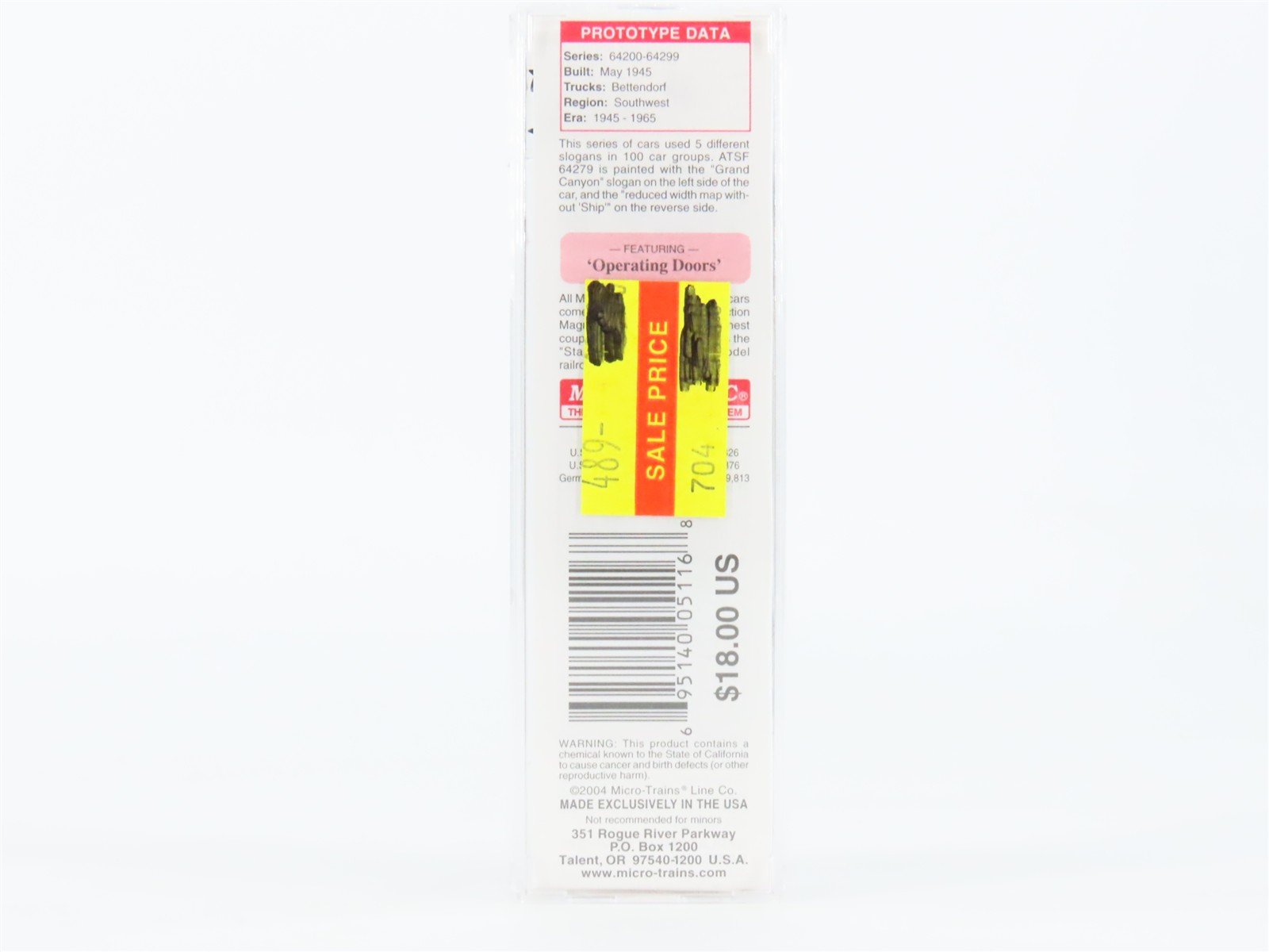 N Scale Micro-Trains MTL 23290 ATSF Santa Fe Grand Canyon 40' Box Car #64279