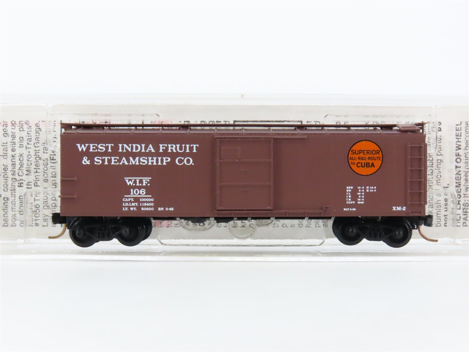 N Scale Micro-Trains MTL 120510 WIF West India Fruit & Steamship 40' Boxcar #106