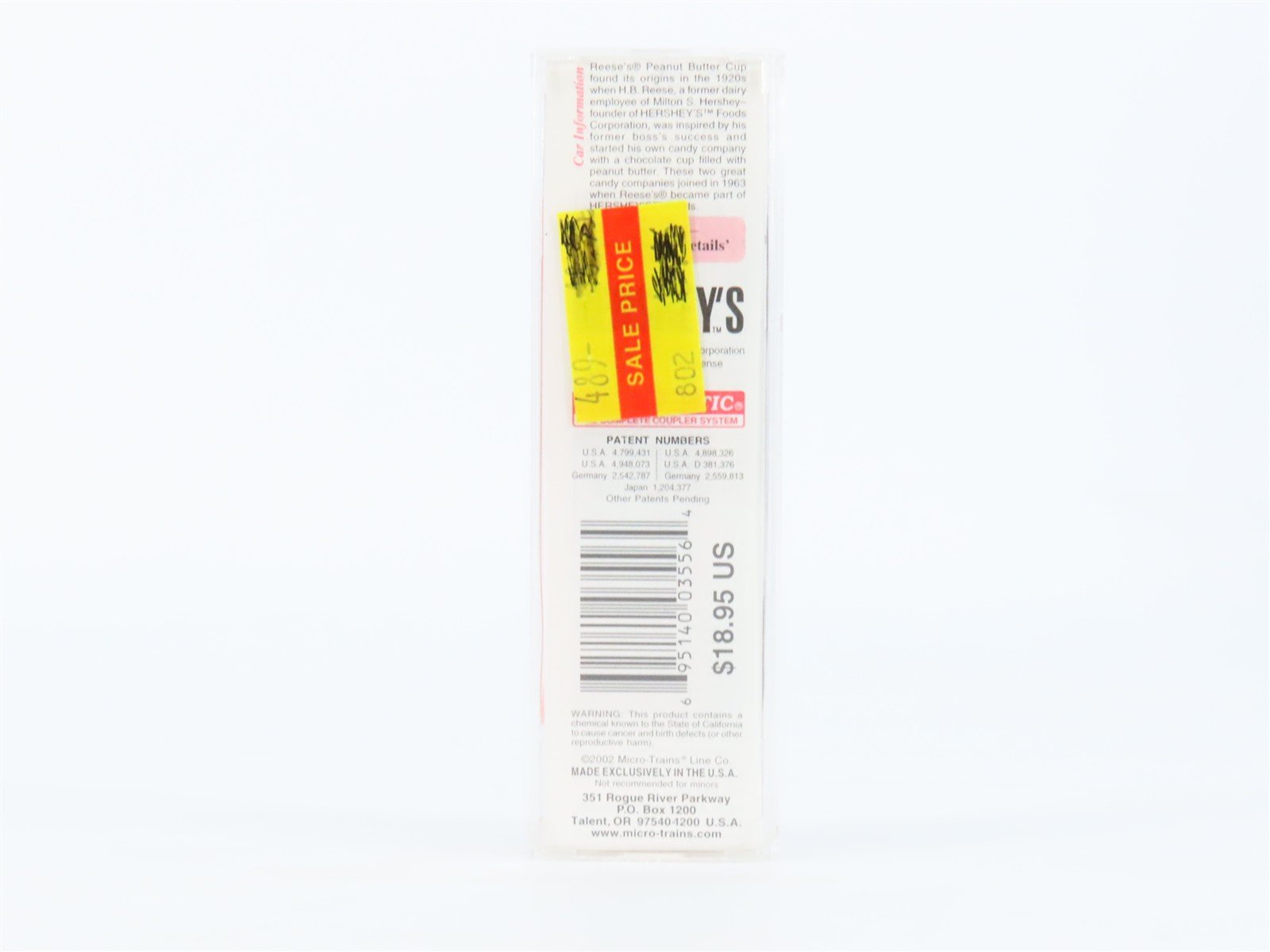 N Scale Micro-Trains MTL 21300 HFC Hershey's Reese's 40' Box Car #7602
