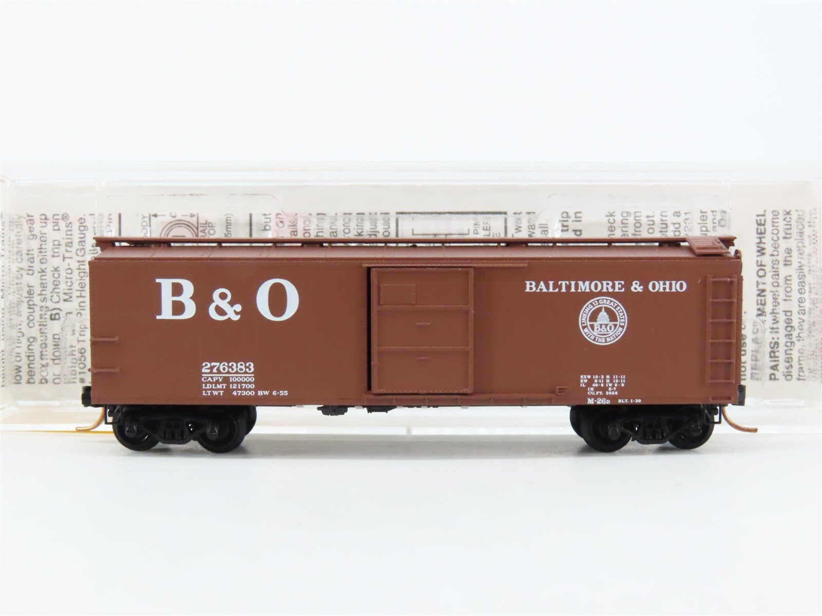 N Scale Micro-Trains MTL 120240 B&O Baltimore & Ohio 40' Box Car #276383