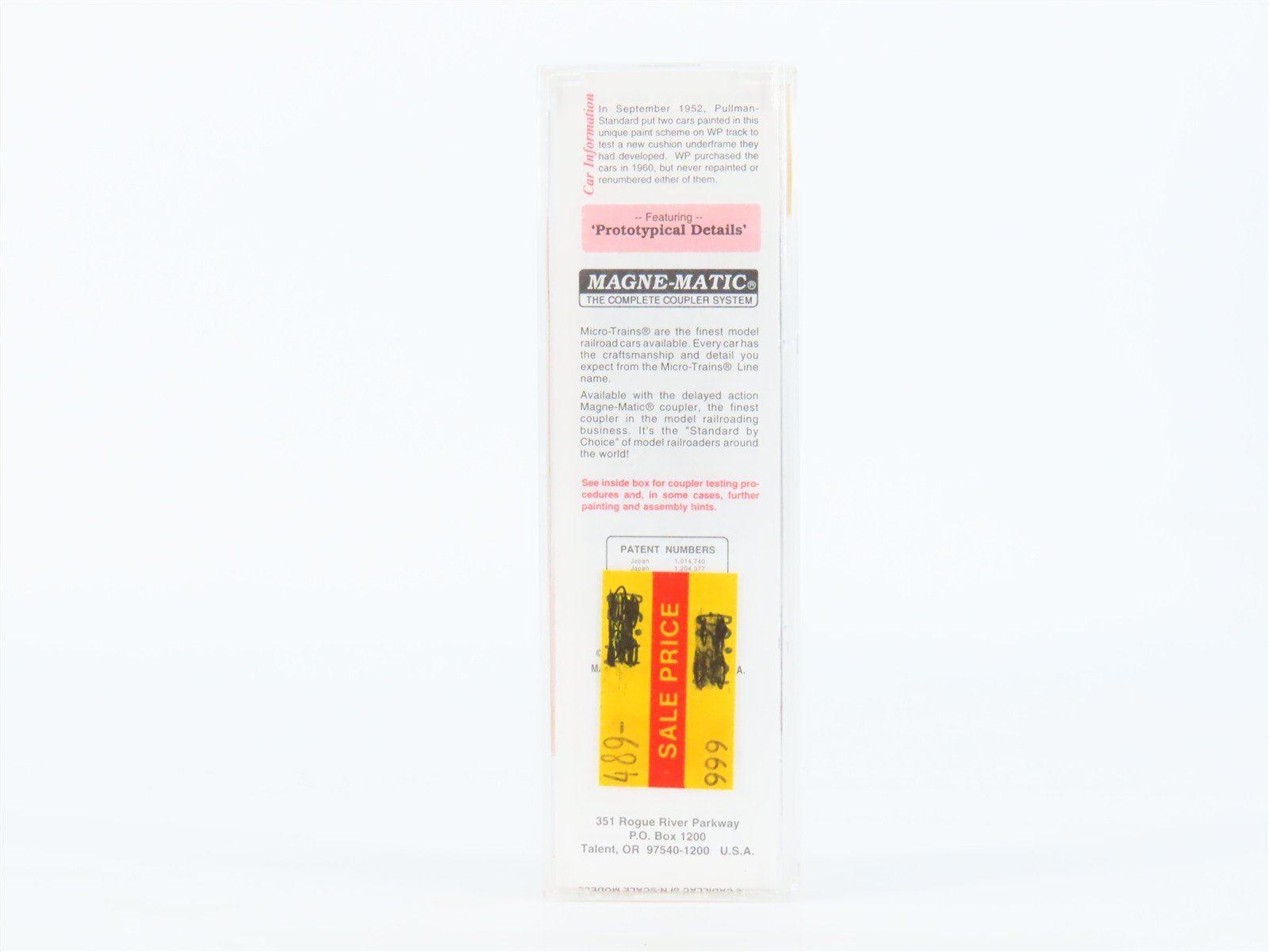 N Scale Micro-Trains MTL 20506 WP Western Pacific Feather 40' Box Car #1952