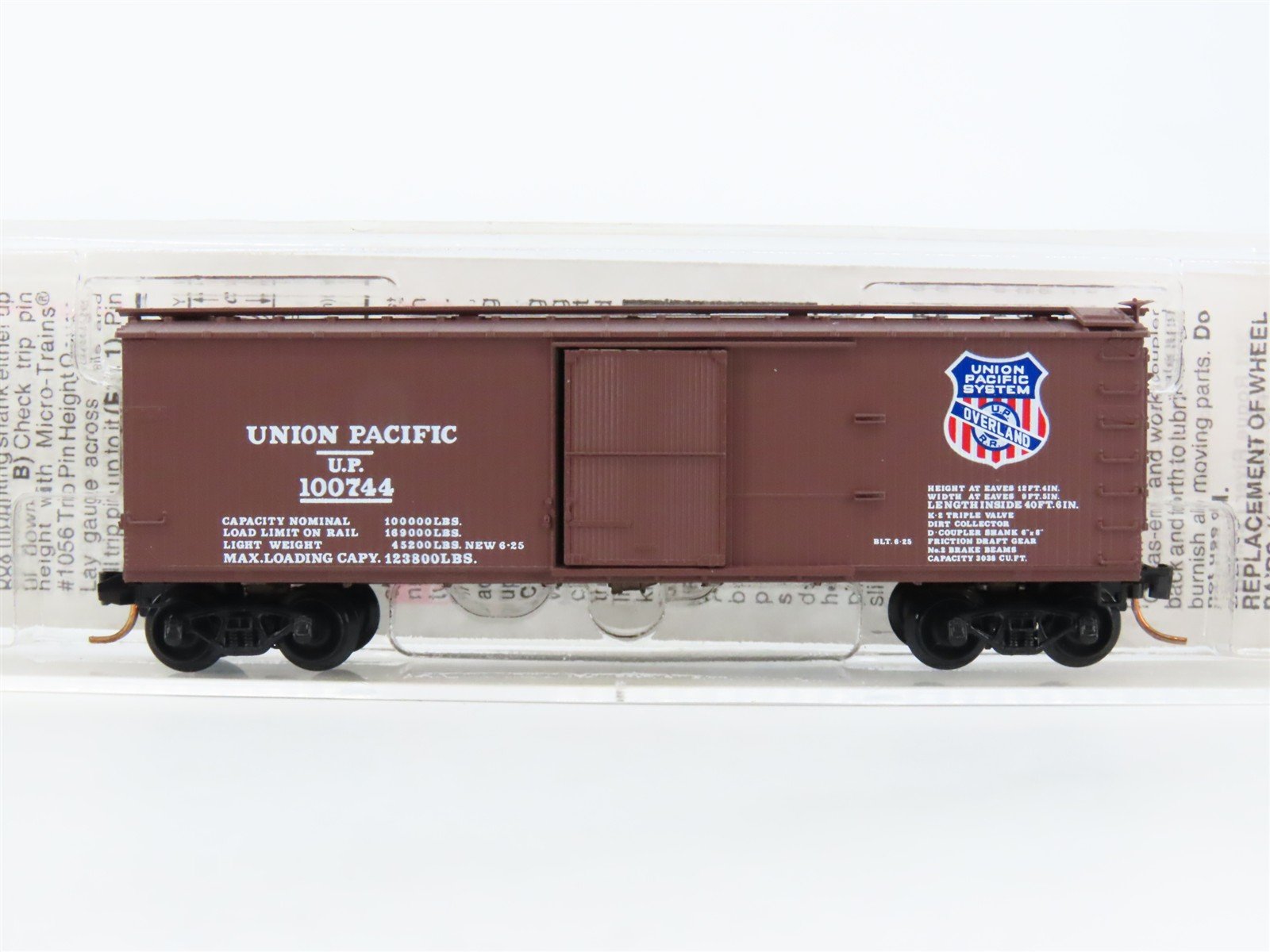 N Scale Micro-Trains MTL 39210 UP Union Pacific Overland 40' Box Car #100744