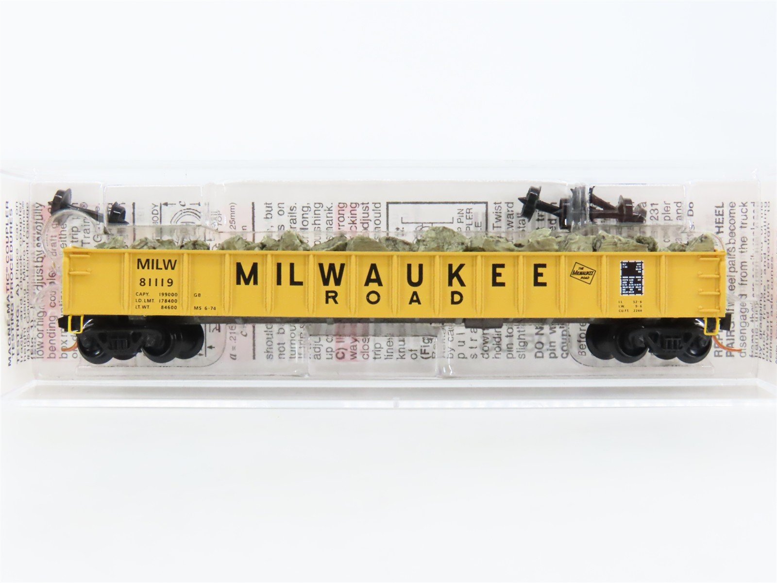 N Scale Micro-Trains MTL 48110.2 MILW Milwaukee Road 50' Gondola #81119 w/ Load