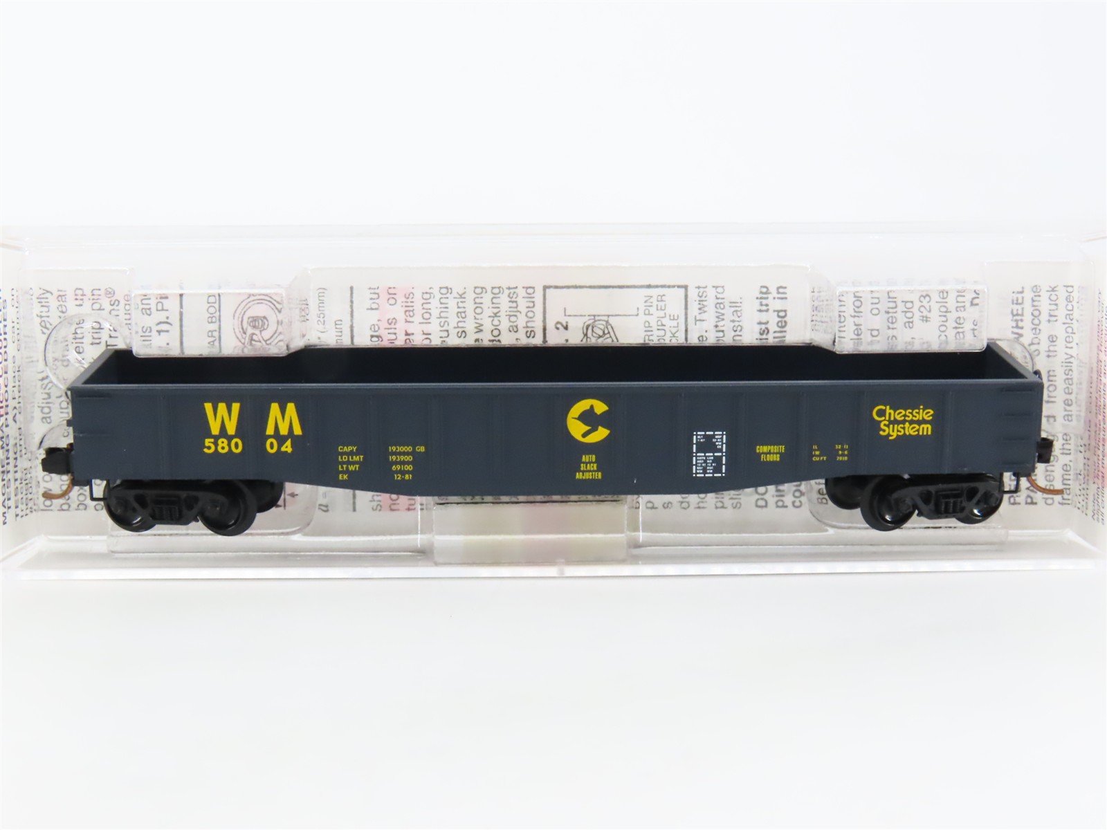 N Scale Micro-Trains MTL 106070 WM Chessie System 50' Fixed End Gondola #58004