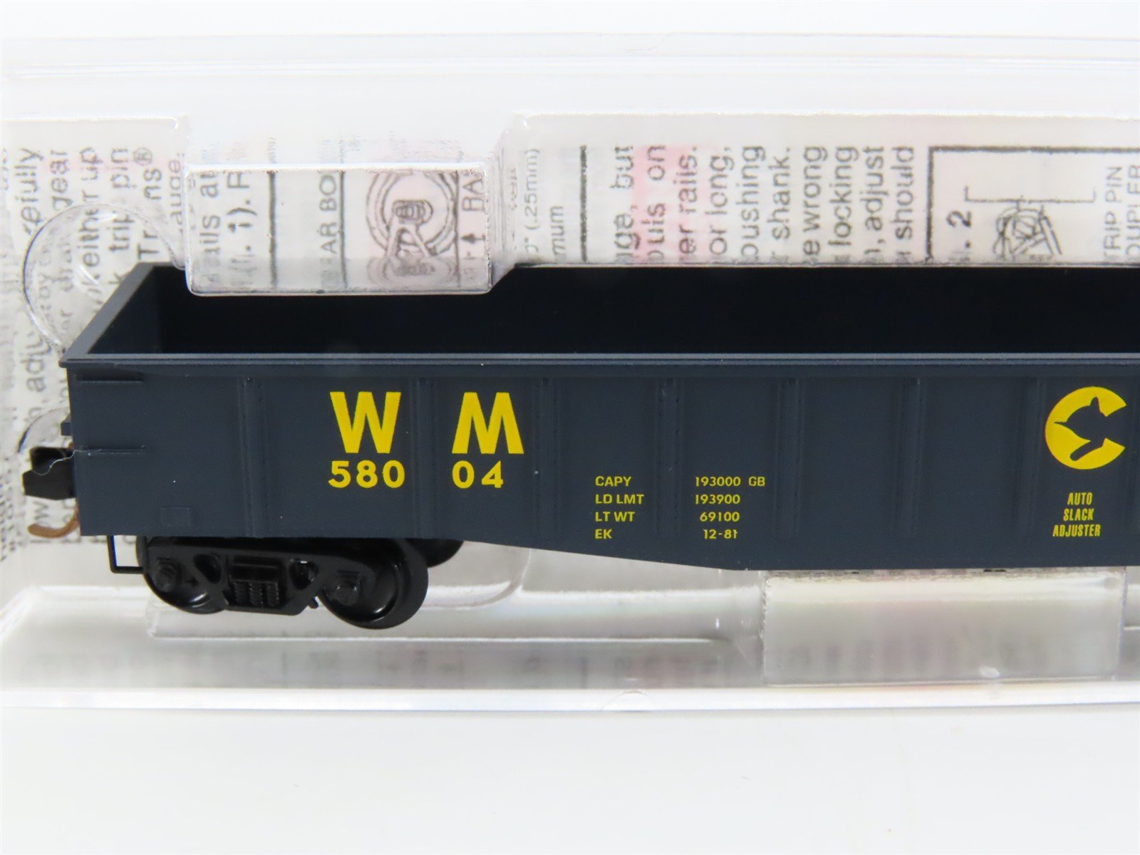 N Scale Micro-Trains MTL 106070 WM Chessie System 50' Fixed End Gondola #58004