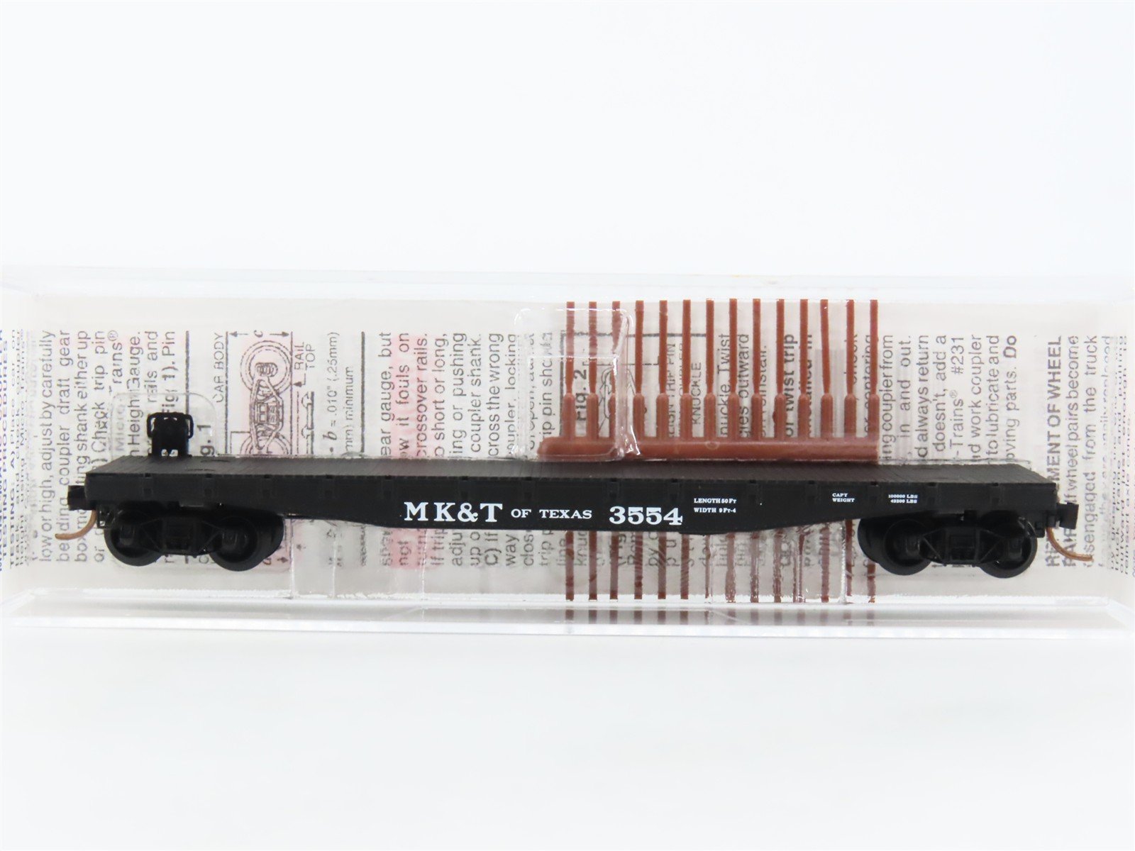 N Scale Micro-Trains MTL 45240 MK&T of Texas 50' Fishbelly Side Flat Car #3554