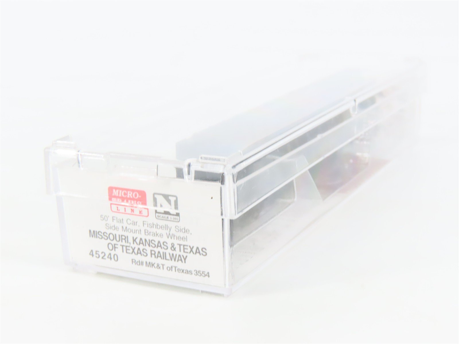 N Scale Micro-Trains MTL 45240 MK&T of Texas 50' Fishbelly Side Flat Car #3554