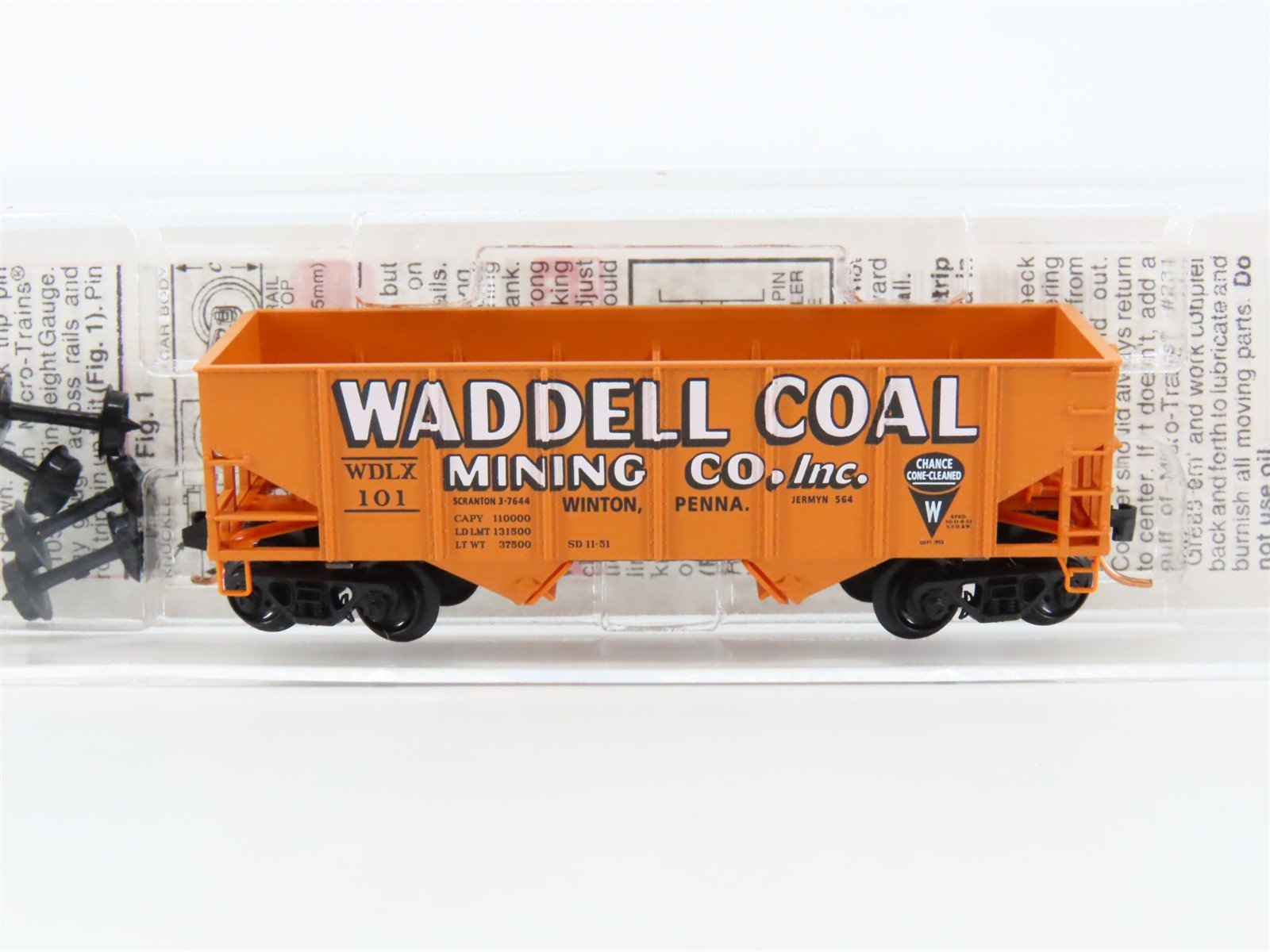 N Scale Micro-Trains MTL 56350 WDLX Waddell Coal Mining 2-Bay Open Hopper #101