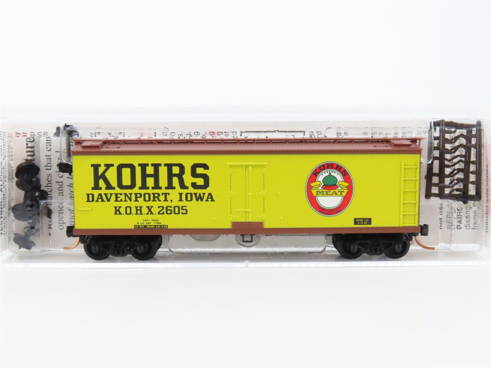 N Scale Micro-Trains MTL 49110 KOHX Kohrs Meat Packing 40' Wood Reefer #2605