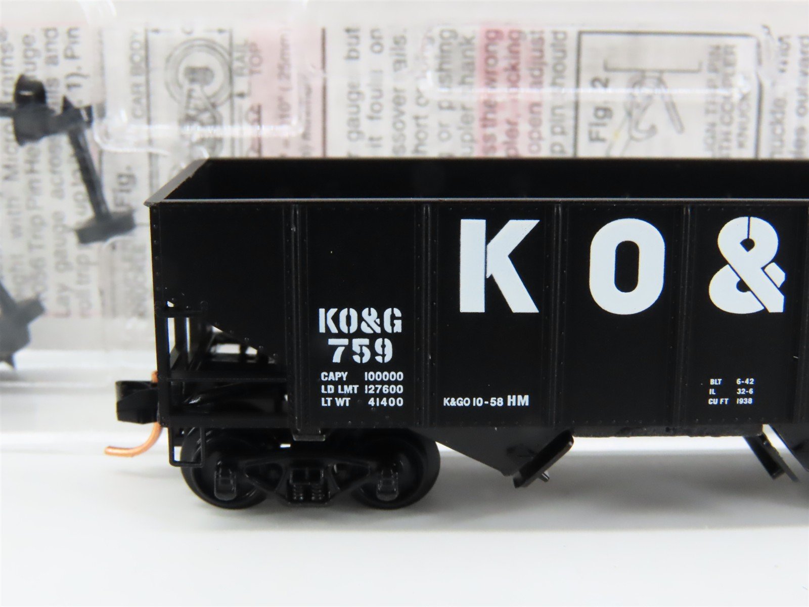 N Scale Micro-Trains MTL 56360 KO&G Kansas Oklahoma & Gulf 2-Bay Open Hopper 759