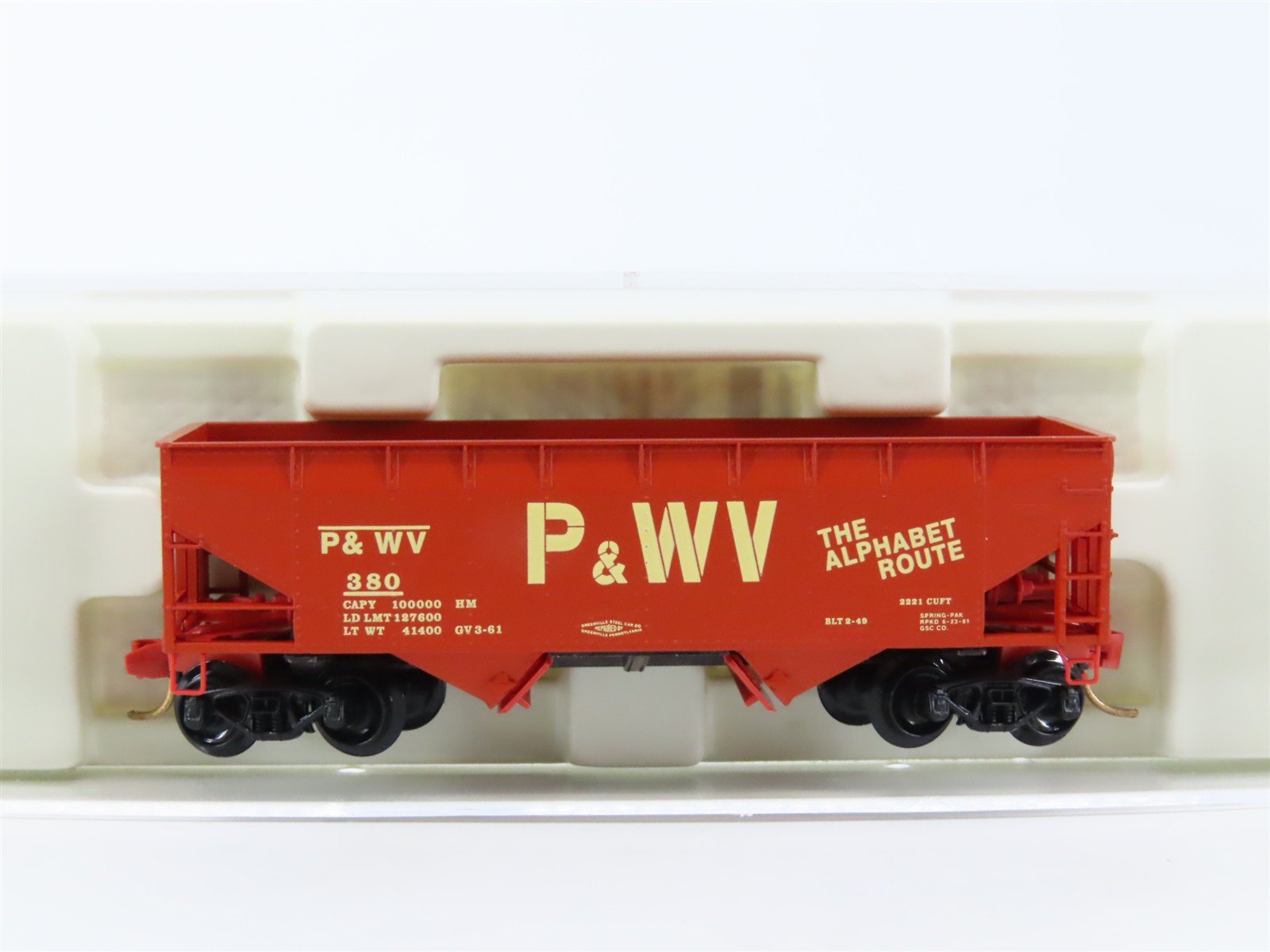 N Scale Micro-Trains MTL 55260 P&WV The Alphabet Route 2-Bay Open Hopper #380