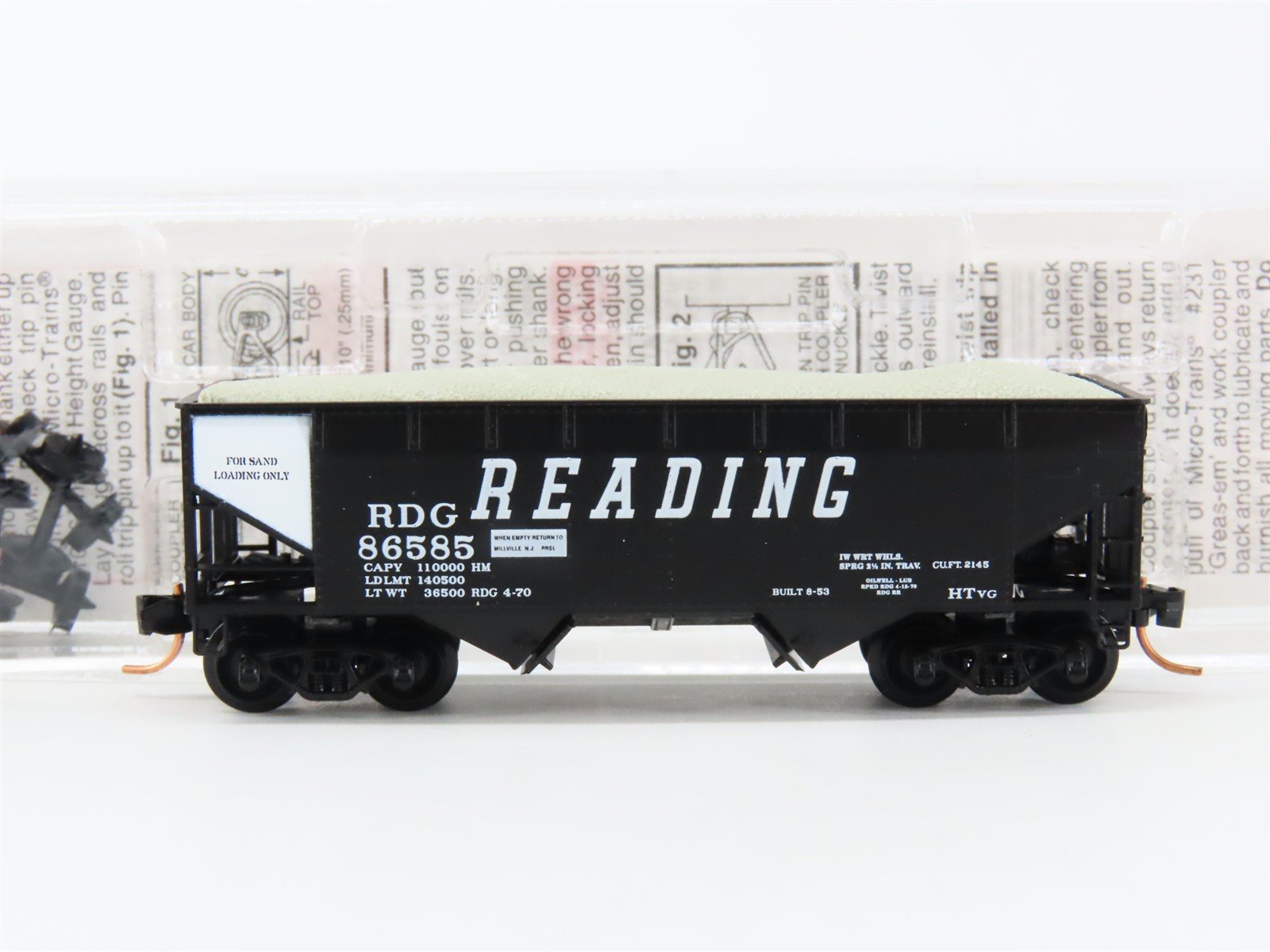 N Scale Micro-Trains MTL 55490 RDG Reading 2-Bay Hopper #86585 w/ Load