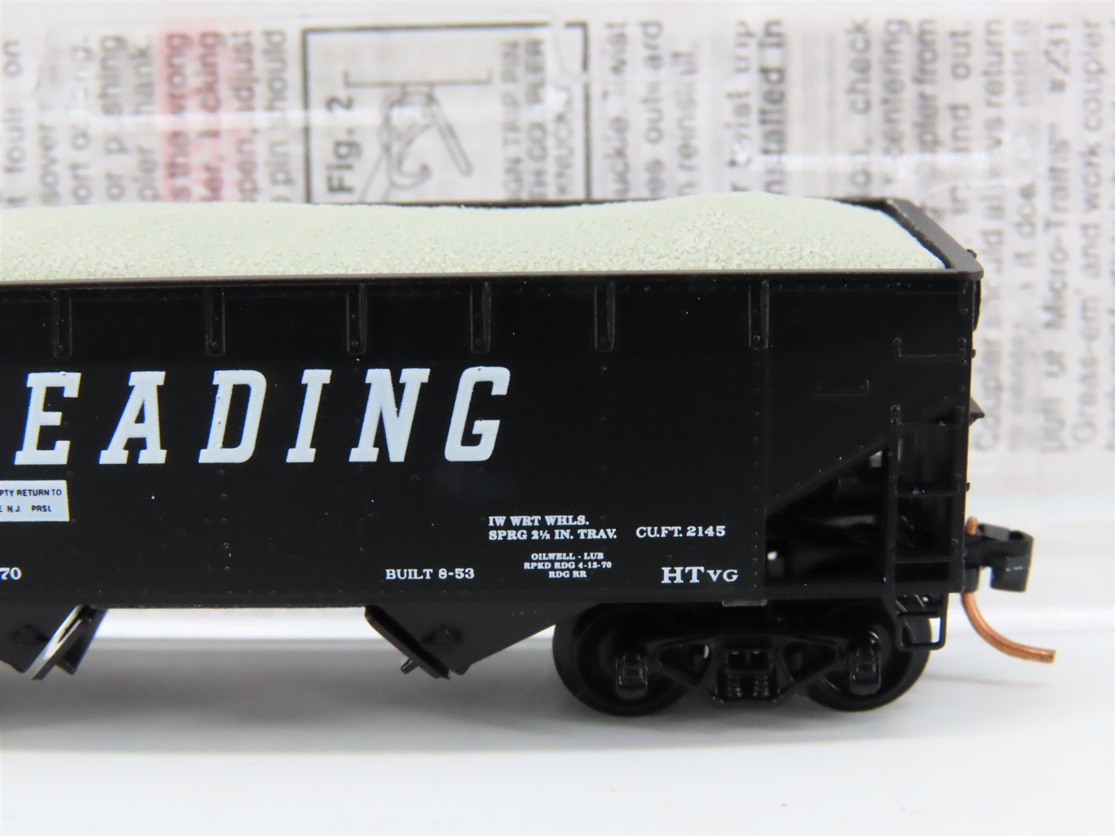 N Scale Micro-Trains MTL 55490 RDG Reading 2-Bay Hopper #86585 w/ Load