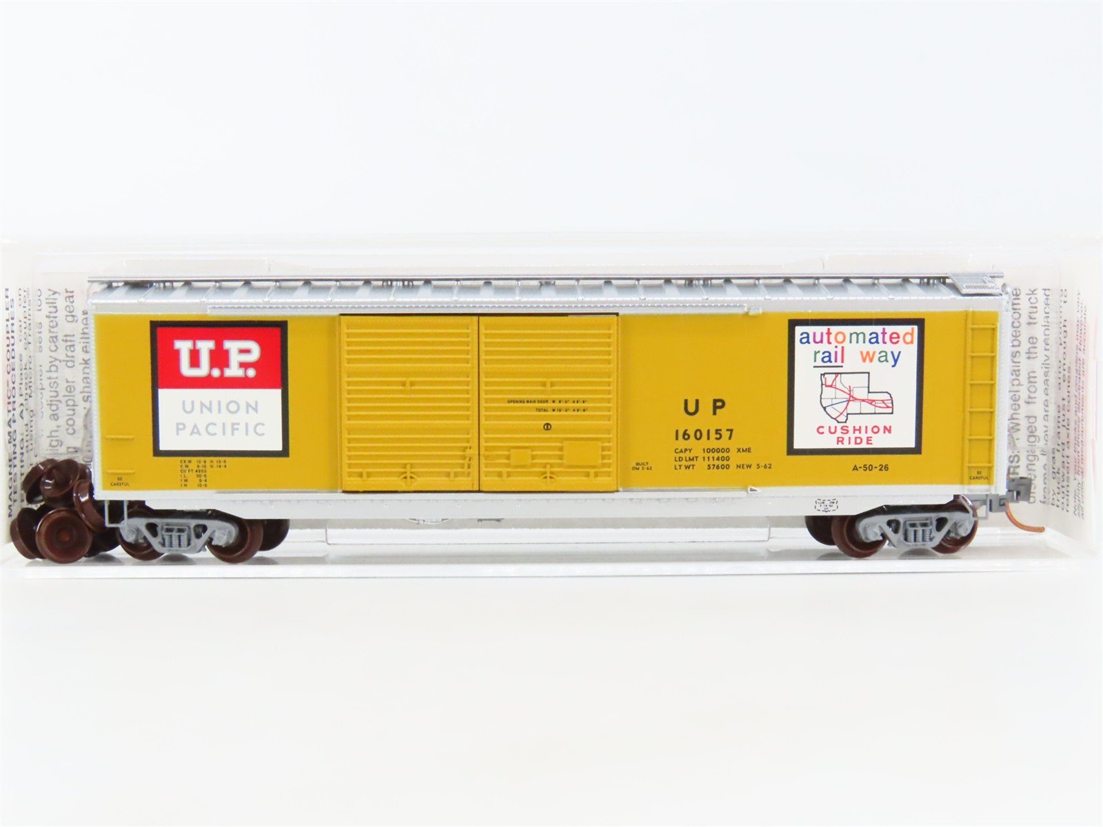 N Micro-Trains MTL 34310 UP Union Pacific Automated Rail Way 50' Box Car #160157