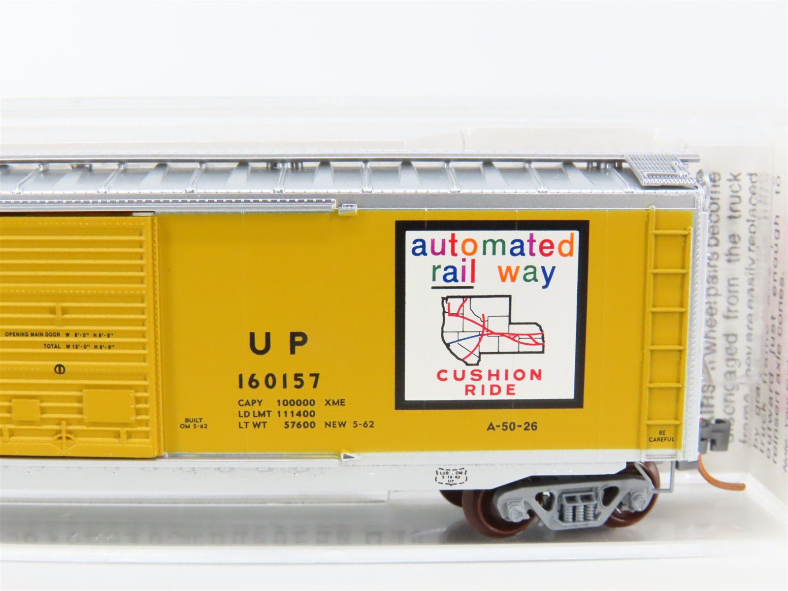 N Micro-Trains MTL 34310 UP Union Pacific Automated Rail Way 50' Box Car #160157