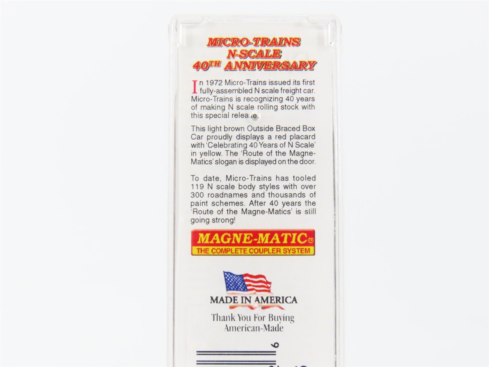 N Micro-Trains MTL 04000020 Celebrating 40 Years Of N Scale 40' Box Car #2012