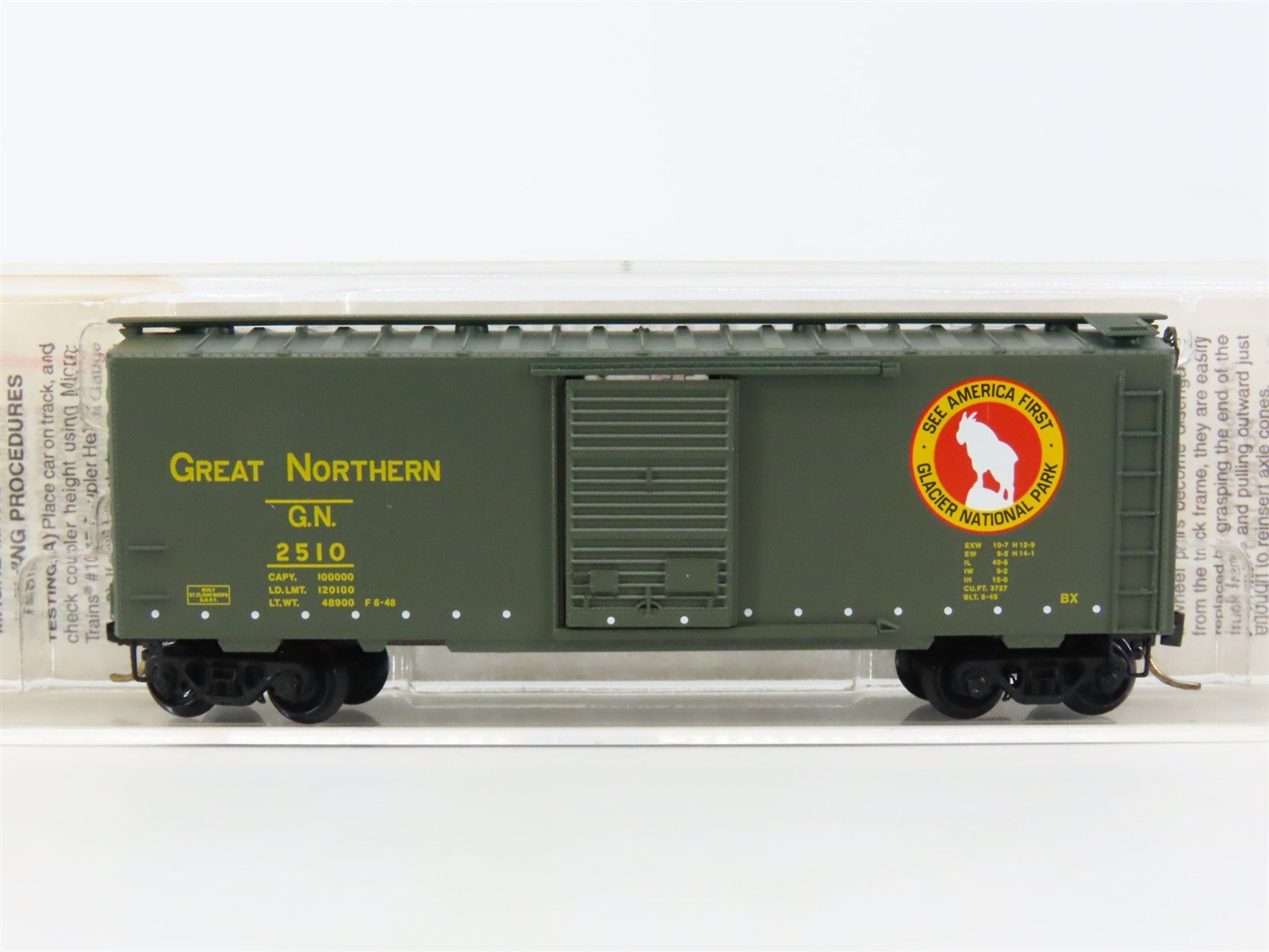 N Scale Micro-Trains MTL 20416 GN Glacier National Park 40' Box Car #2510