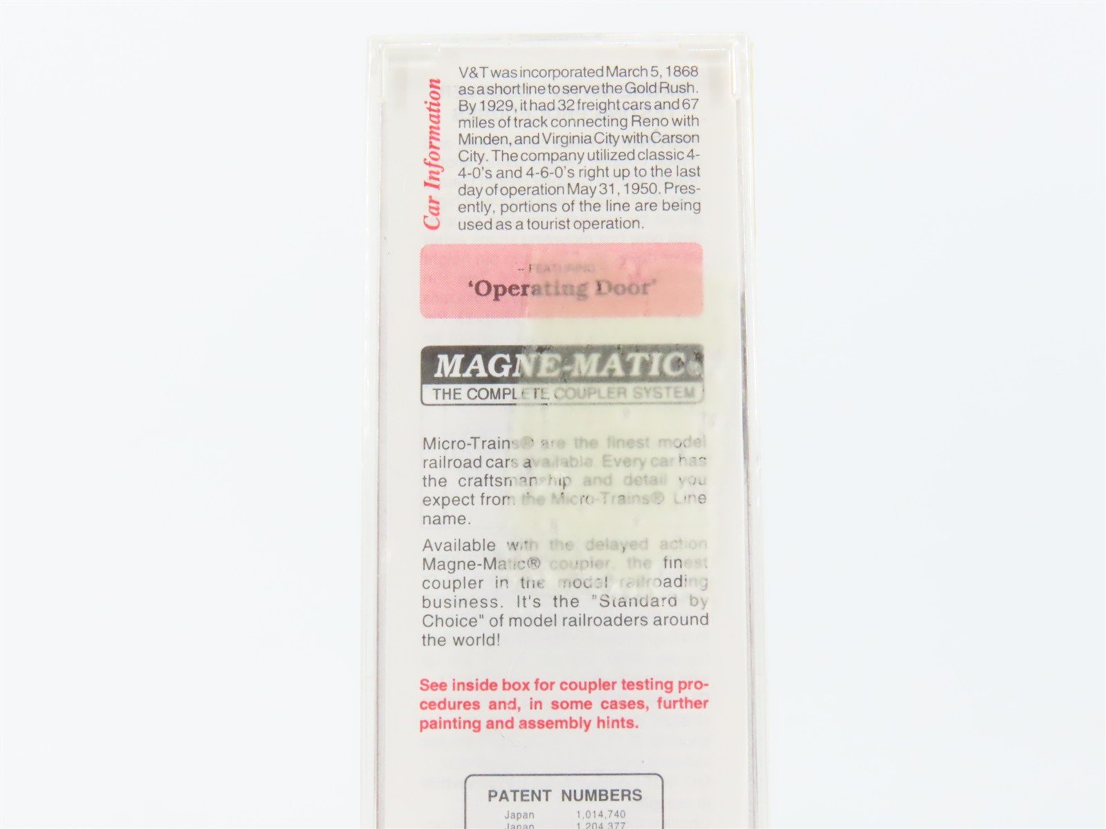 N Scale Micro-Trains MTL 39180 VT Virginia & Truckee 40' Box Car #1015