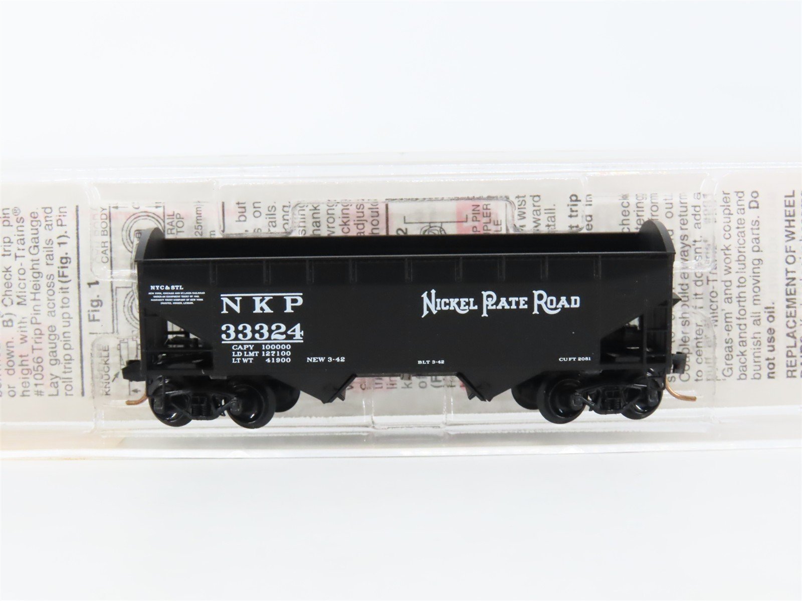 N Scale Micro-Trains MTL 87020 NKP Nickel Plate Road 2-Bay Open Hopper #33324