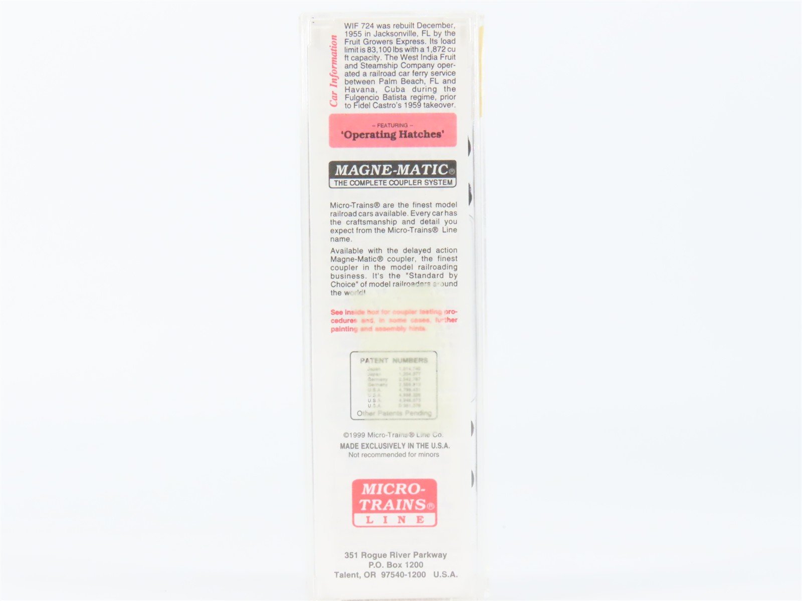 N Scale Micro-Trains MTL 49510 WIF West India Fruit & Steamship 40' Box Car #724