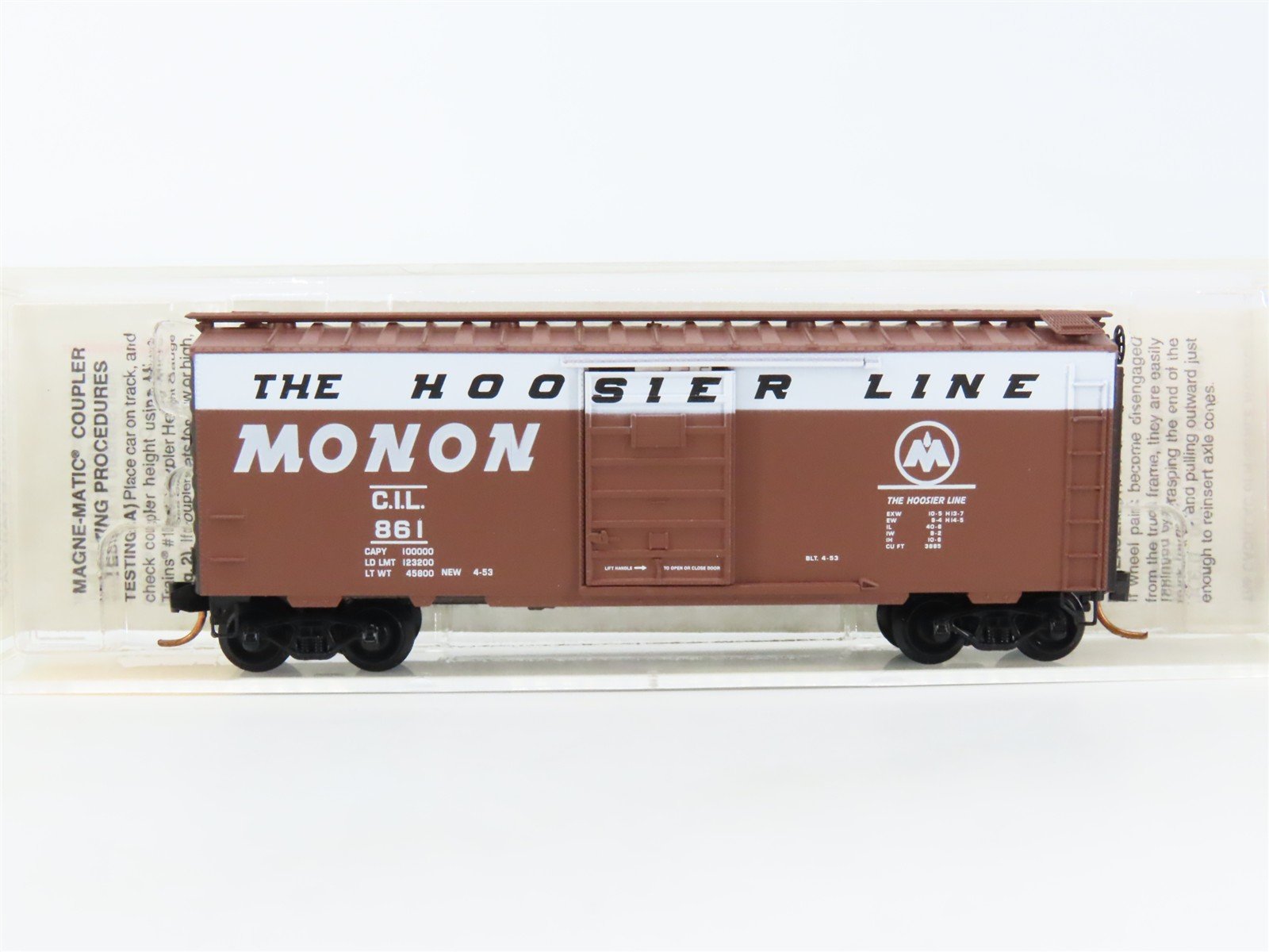 N Scale Micro-Trains MTL 20486 CIL MONON The Hoosier Line 40' Box Car #861