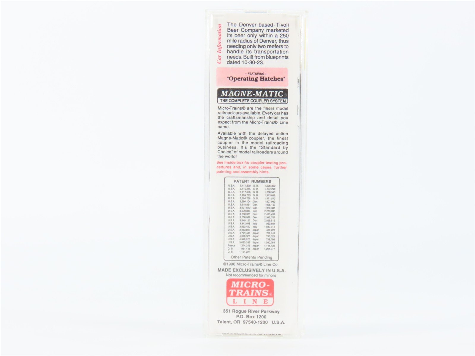 N Scale Micro-Trains MTL 49440 TUX Tivoli Beer 40' Wood Reefer #5100