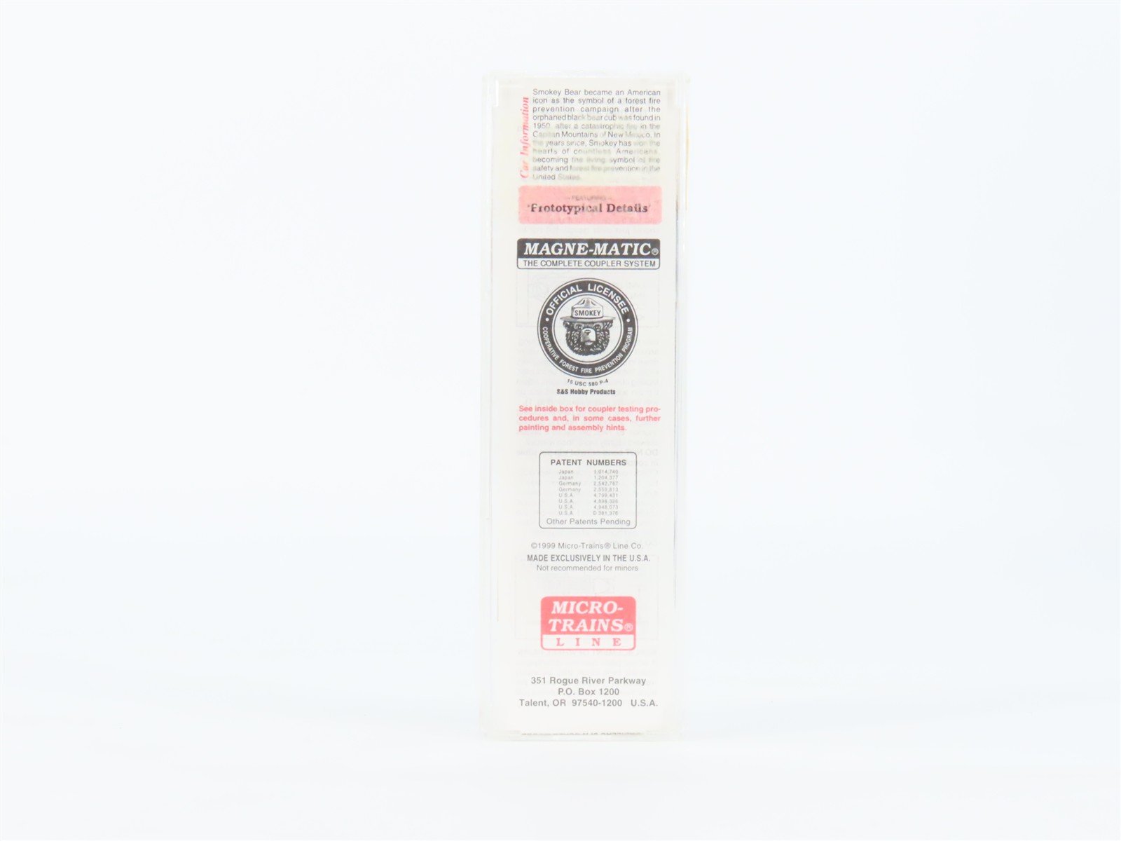 N Scale Micro-Trains MTL 21260 SBX Smokey Bear 40' Plug Door Box Car #1999