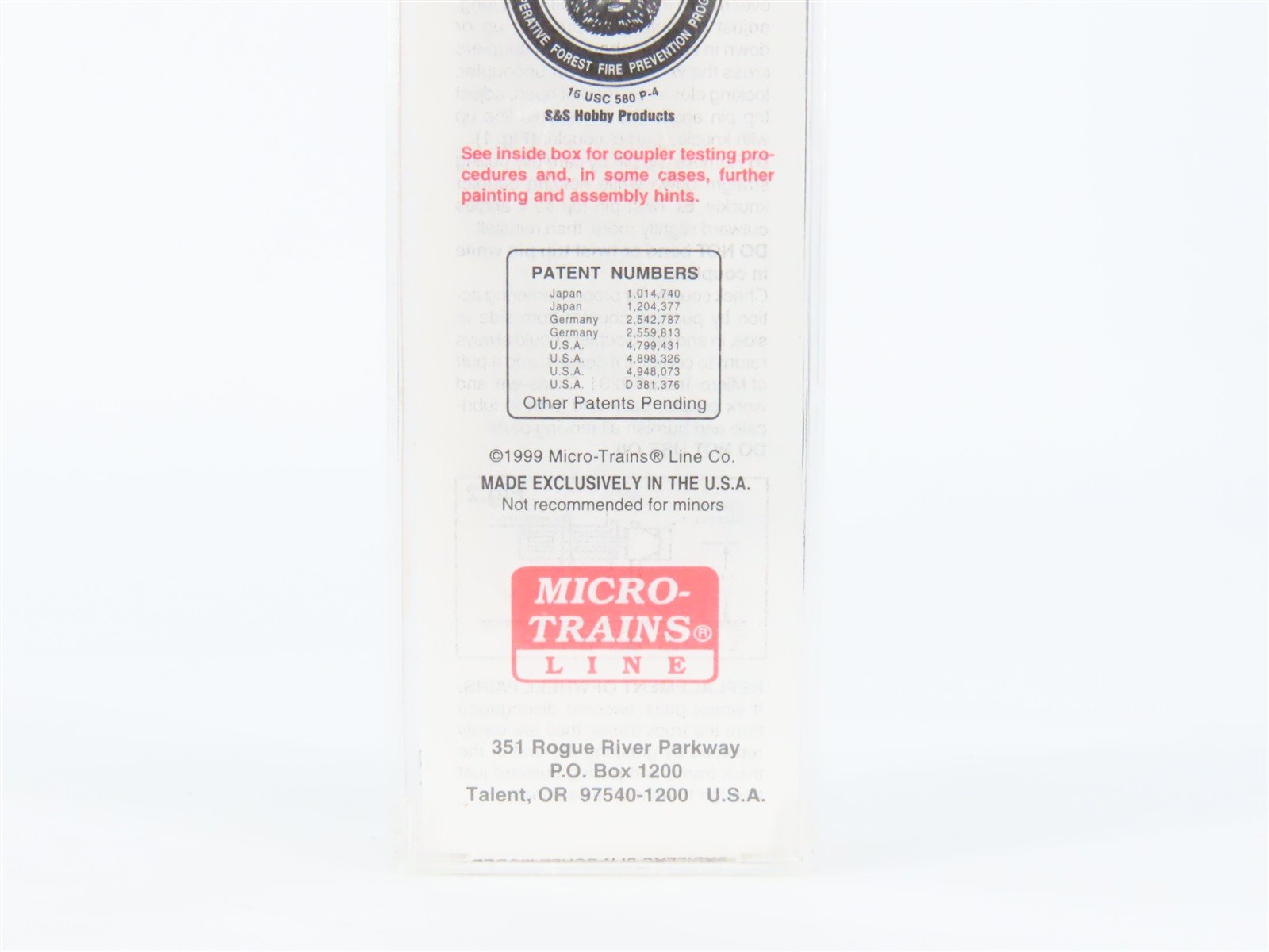 N Scale Micro-Trains MTL 21260 SBX Smokey Bear 40' Plug Door Box Car #1999