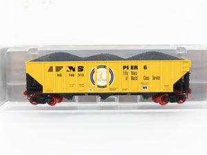 N Micro-Trains NSE MTL 14-02 NS Pier 6 50 Years 3-Bay Hopper #146313 w/ Load