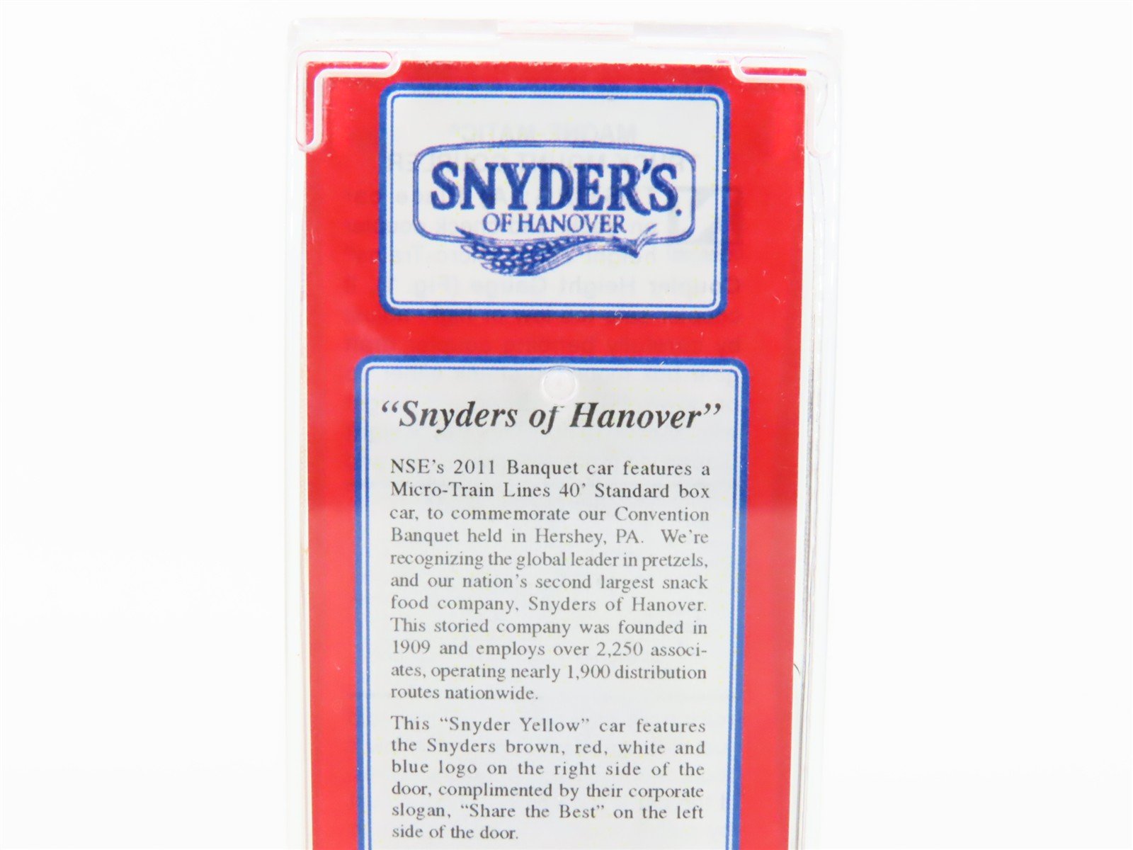 N Micro-Trains MTL NSE 11-82 Snyder's Of Hanover 40' Plug Door Box Car #2011