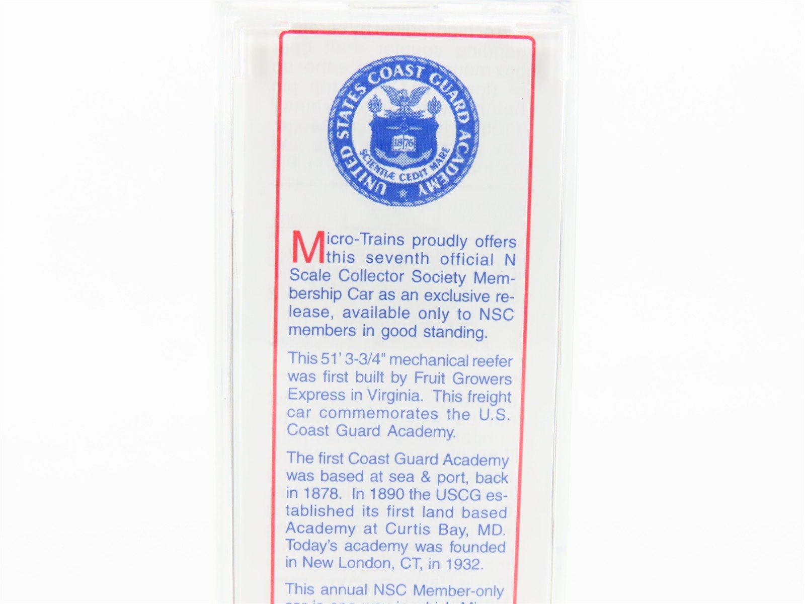 N Micro-Trains NSC MTL 07-01 CGAX U.S. Coast Guard Academy Mech. Reefer #1876