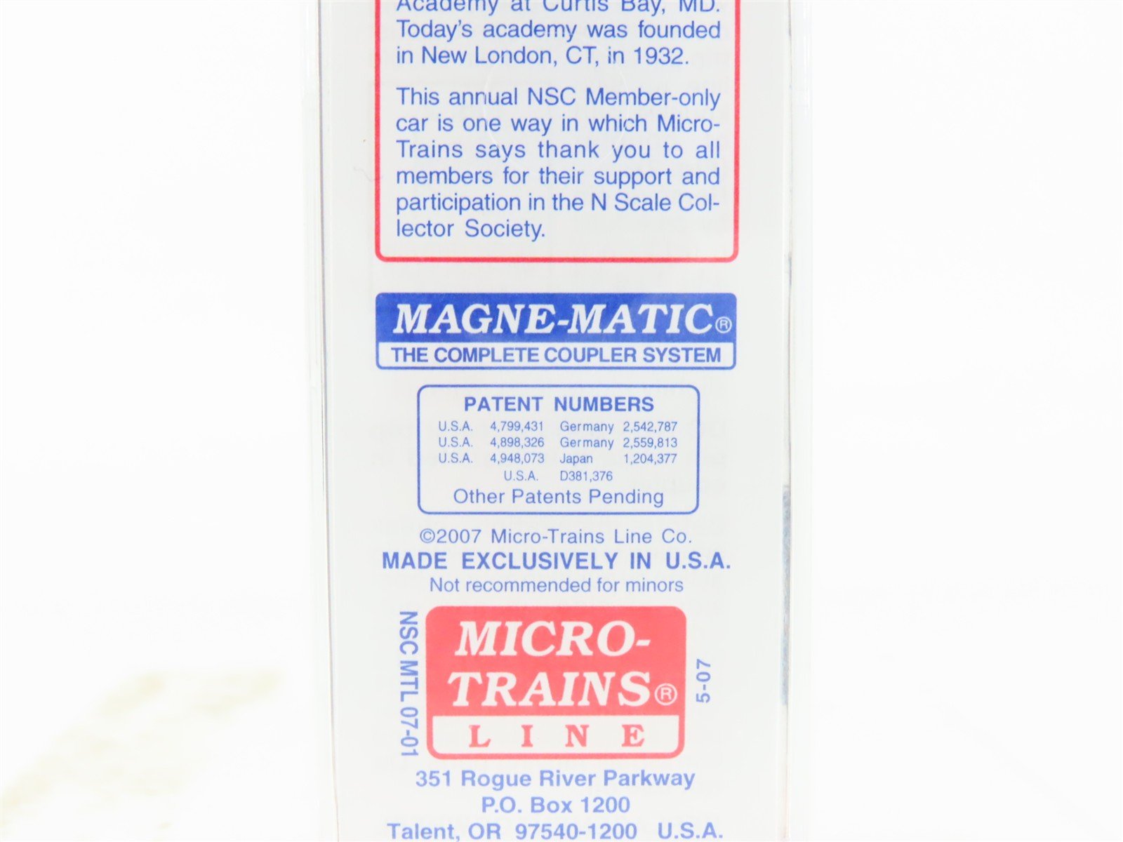 N Micro-Trains NSC MTL 07-01 CGAX U.S. Coast Guard Academy Mech. Reefer #1876