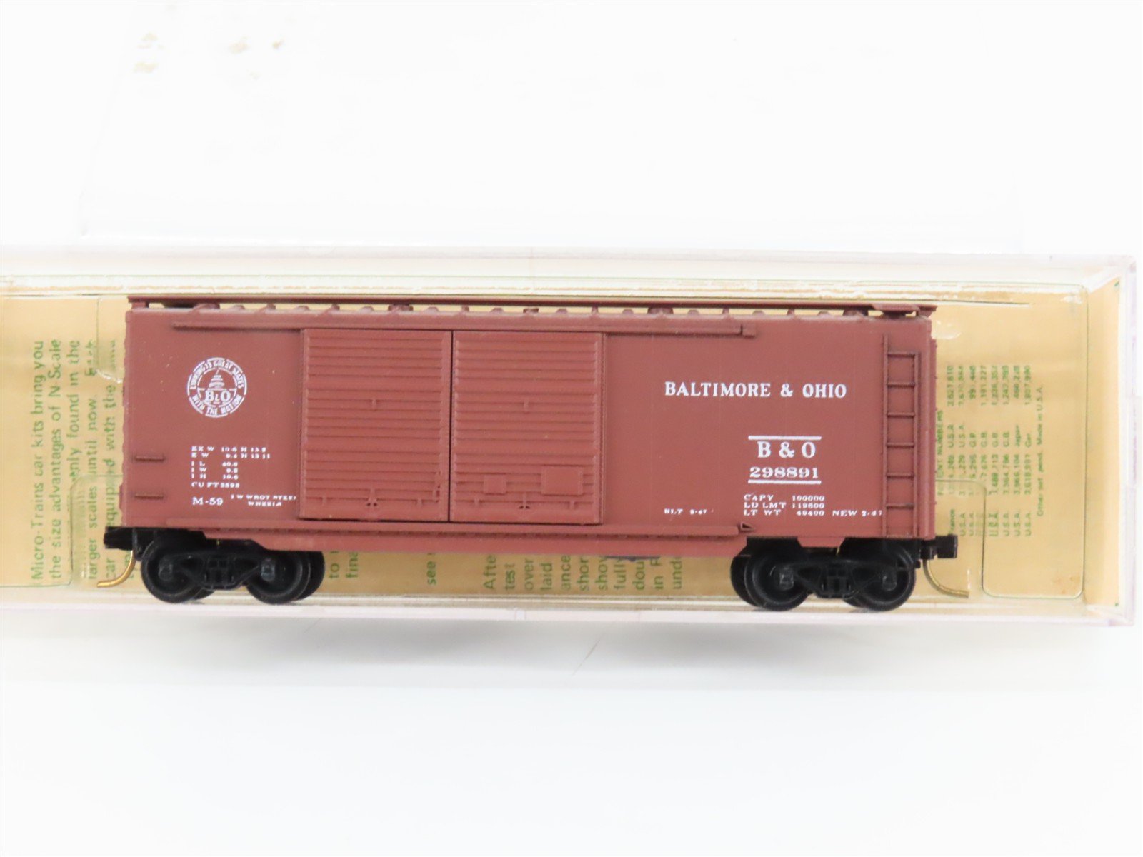 N Kadee Micro-Trains MTL 23157 B&O Baltimore & Ohio 40' Boxcar 298891 Blue Label