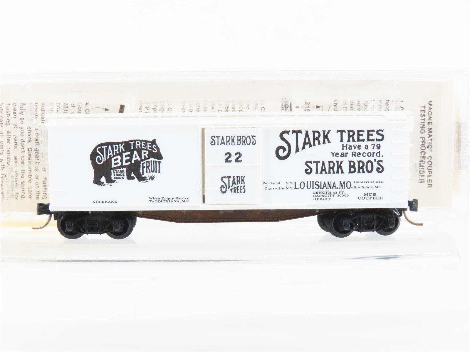 N Scale Micro-Trains MTL 42010 Stark Trees Bear 40' Wood Box Car #22